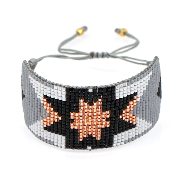 Bohemian Miyuki Beads Beaded Bracelets, Handmade Wide Adjustable Beaded Bracelet for Women