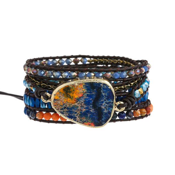 Vintage Natural Stone Crystal Mixed Beads Multi-layer Beaded Bracelet, Weaving Handmade Bohemian Bracelet for Women