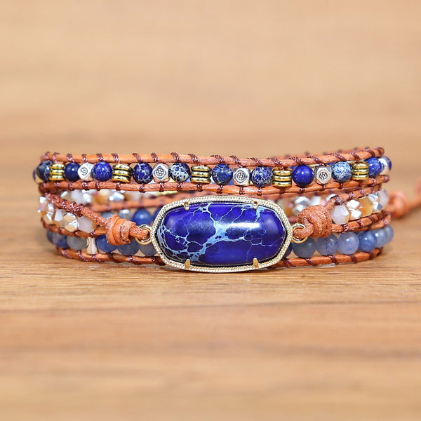 Multi Layered Retro Bohemian Boho Style Stone Metal Crystal Beads Beaded Bracelet for Women