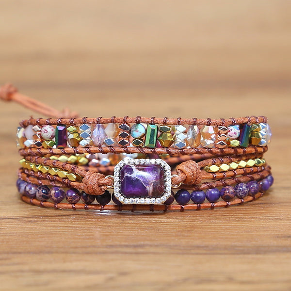 Vintage Woven Multi-layered Stone Crystal Mixed Beads Bohemian Boho Beaded Bracelet for Women