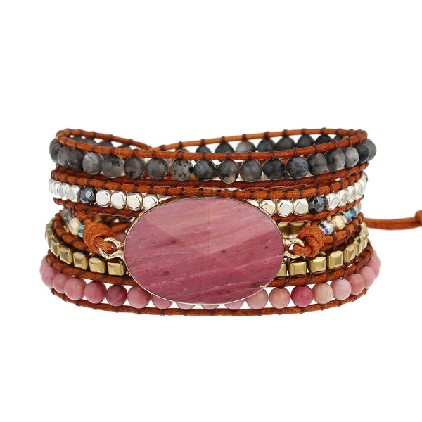 Vintage Wrapped Stone Metal Mixed Beads Beaded Bracelet for Women, Multilayer Handmade Weaving Bohemian Boho Bracelets