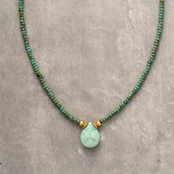 Bohemian Boho Stone Beads Choker Beaded Necklace for Women