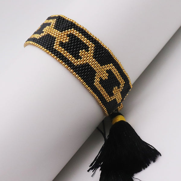 Bohemian Miyuki Beads Beaded Bracelets, Handmade Wide Adjustable Beaded Bracelet for Women