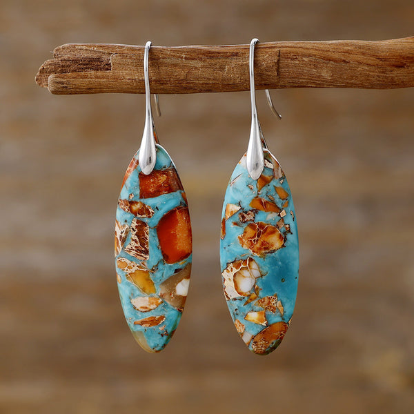 Boho Natural Stone Handmade Dangle Earrings for Women