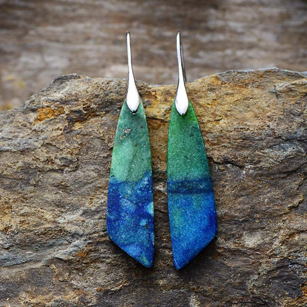 Handmade Boho Natural Stone Dangle Earrings for Women