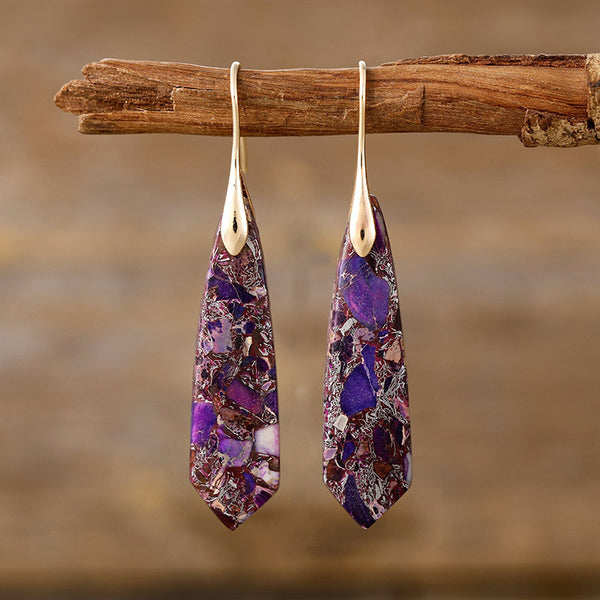Water Drop Bohemian Boho Natural Stone Handmade Dangle Earrings for Women