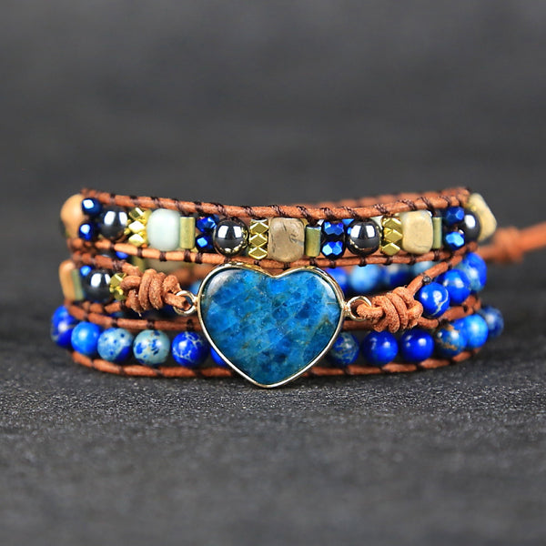 Vintage Bohemian Boho Hand Woven Multi-layer Adjustable Bracelet for Women, Heart Stone Crystal Mixed Beads Beaded Bracelet